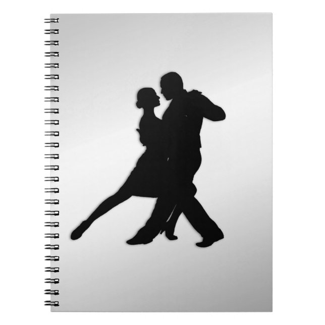 Tango Dancers Silhouette 2 Silver Notebook (Front)