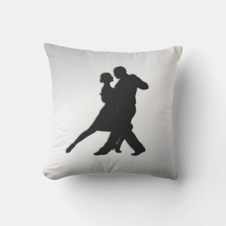 Tango Dancers Silhouette 2 Silver Outdoor Pillow