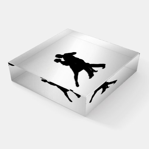 Tango Dancers Silhouette 2 Silver Paperweight