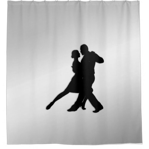Tango Dancers Silhouette 2 Silver Shower Curtain