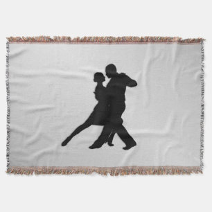 Tango Dancers Silhouette 2 Silver Throw Blanket