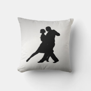 Tango Dancers Silhouette 2 Silver Throw Pillow