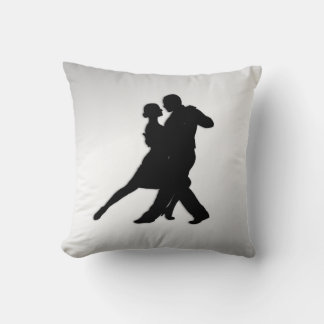 Tango Dancers Silhouette 2 Silver Throw Pillow