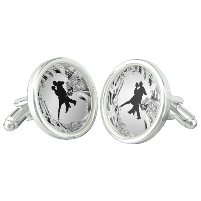 Tango Dancers Silhouette Cufflinks (Angled)