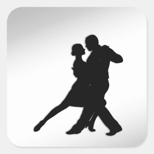 Tango Dancers Silhouette Square Sticker