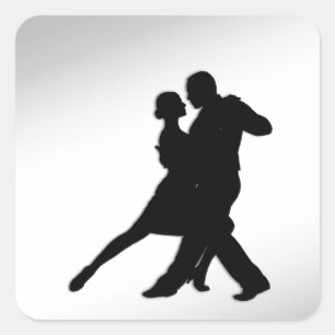 Tango Dancers Silhouette Square Sticker