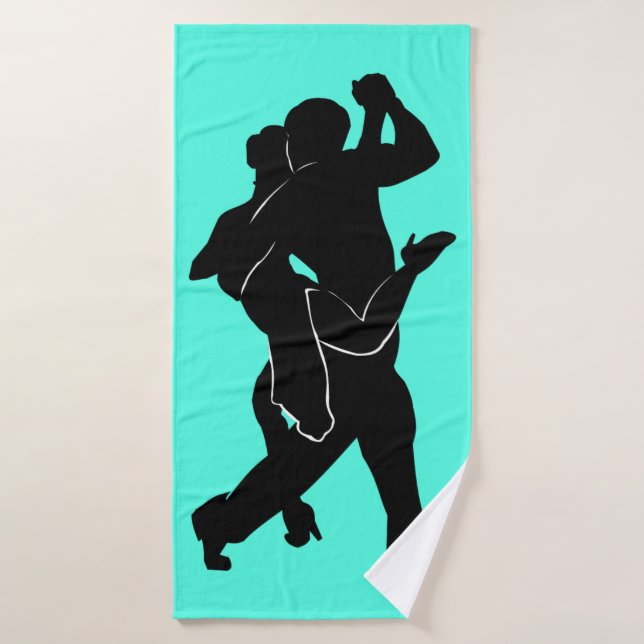 Tango Dancers Teal Bath Towel or Choose Color (Bath Towel)