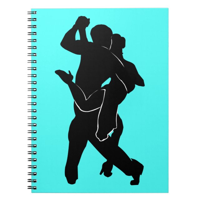 Tango Dancers Teal Notebook (Front)