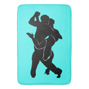 Tango Dancers Turquoise Bath Mat - Choose Color