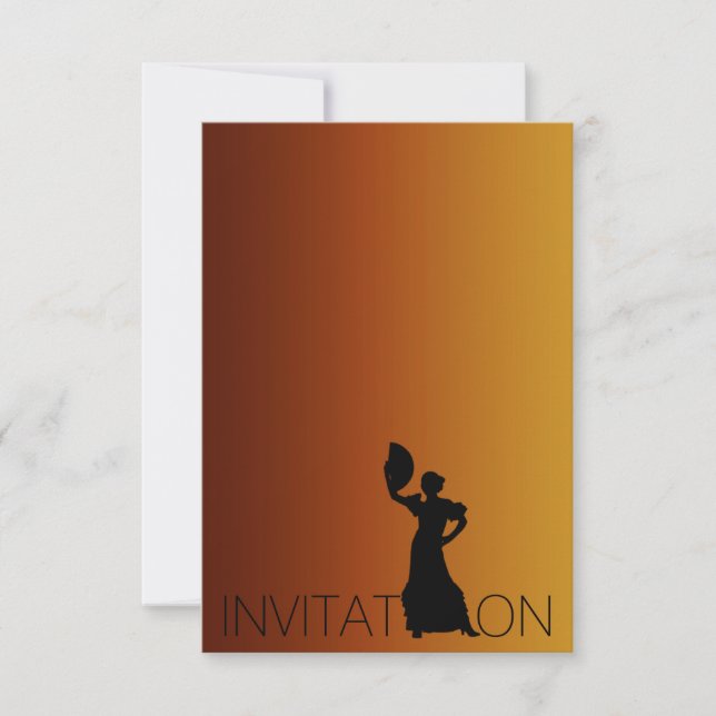 Tango Flamenco Latin Dance Party Brown Ombre Invitation (Front)