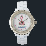 Tango Flamingos Watch Pink Flamingo Dance<br><div class="desc">Tango Pink Flamingos Watches Couple Pink Flamingo Love Dance - MIGNED Painting Design</div>