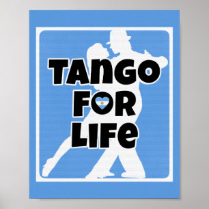 Tango for Life Blue Argentina Heart Couple Poster