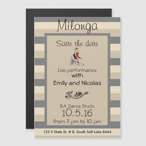 Tango Milonga Live Performance Magnetic Invitation