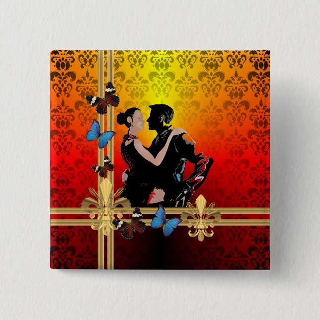 Tango on damask button (Front)