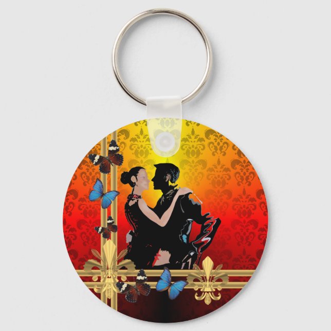 Tango on damask keychain (Front)