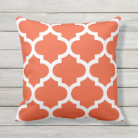 Tango Orange Moroccan Quatrefoil Outdoor Pillows