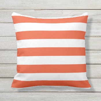 Tango Orange Nautical Stripes Outdoor Pillows by Richard__Stone at Zazzle
