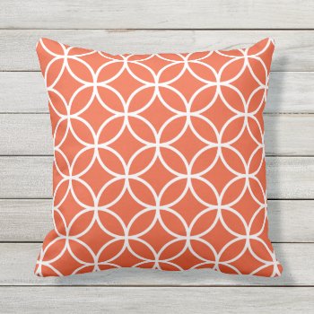 Tango Orange Outdoor Pillows - Circle Trellis by Richard__Stone at Zazzle