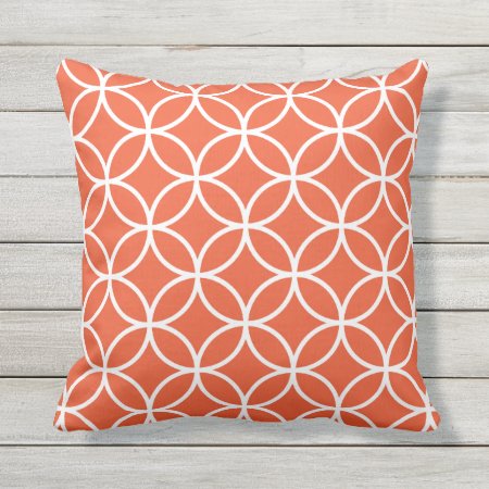 Tango Orange Outdoor Pillows - Circle Trellis