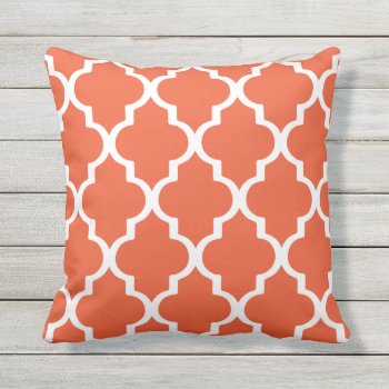 Tango Orange Outdoor Pillows Quatrefoil Lattice by Richard__Stone at Zazzle