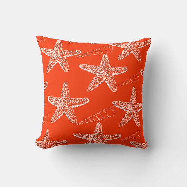 Tango Orange Seashell Pillow (Front)