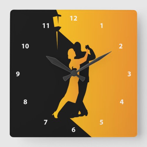 Tango Silhouette Dancers Square Wall Clock