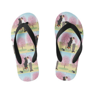 Tango with a black cat kid's flip flops