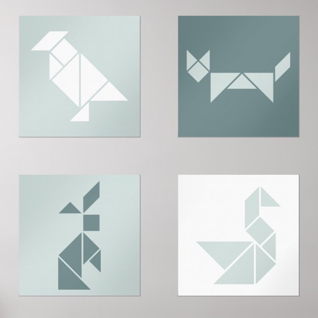 Tangram animals nursery wall art set (Front)