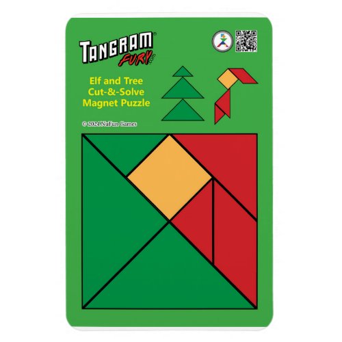 Tangram Christmas Elf Magnet  Elf Admiring Tree