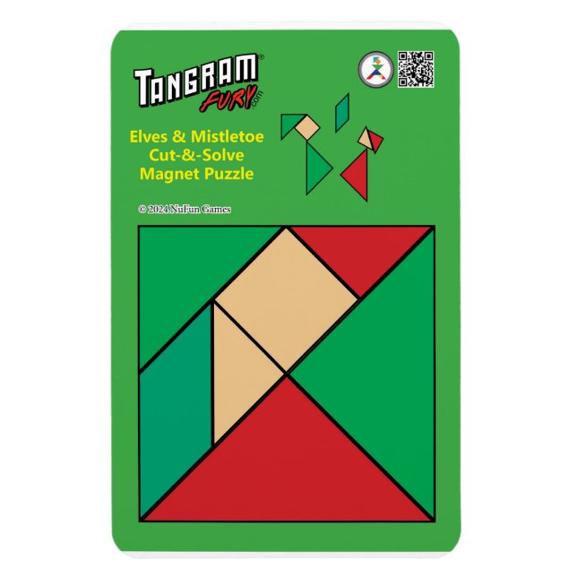 Tangram Christmas Elf Magnet – Under the Mistletoe (Vertical)