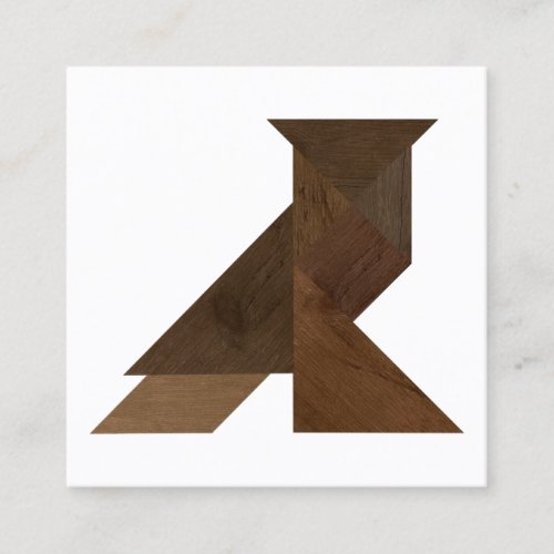 Tangram Owl Wood Style Modern Design Square Business Card