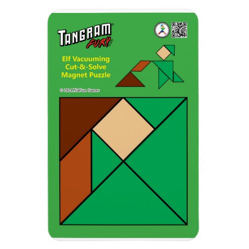 Tangram Quirky Elf Magnet  Vacuuming