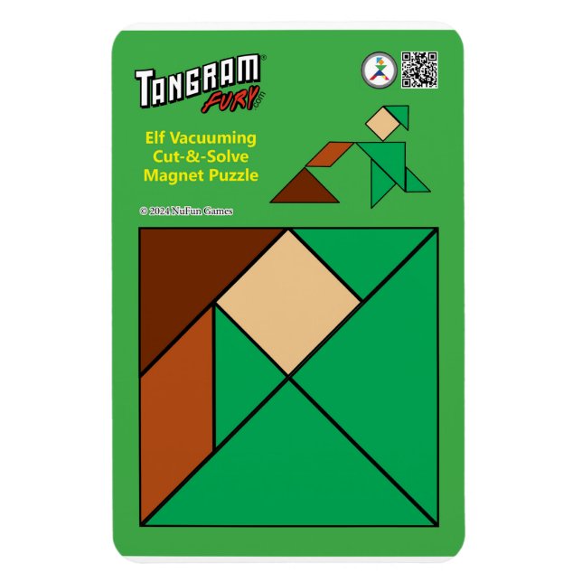 Tangram Quirky Elf Magnet – Vacuuming (Vertical)