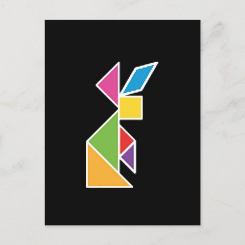 tangram rabbit coelho postcard