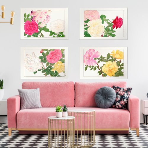 Tanigami Konan Vintage Rose Flower Collection Wall Art Sets