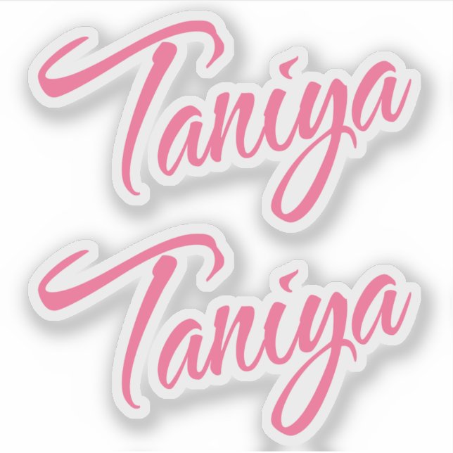 Taniya name in pink cursive x2 sticker (Front)