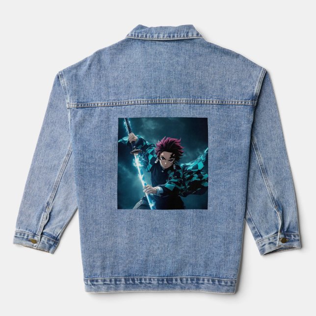 Tanjiro anime manga  denim jacket (Back)