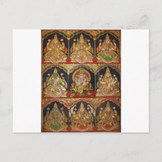 TANJORE PAINTING ASHTALAKSHMI SOUTH INDIA POSTCARD