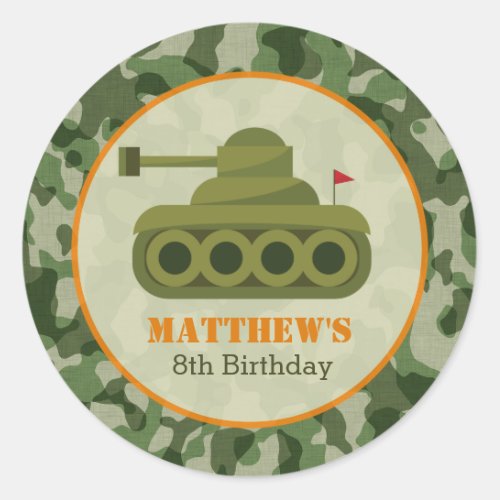 Tank Birthday Stickers _ Boy Army Military Soldier