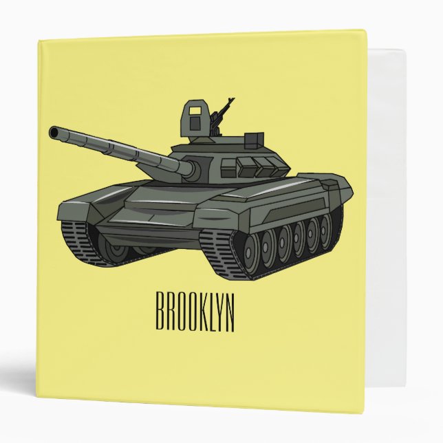 Tank cartoon illustration 3 ring binder (Front/Inside)