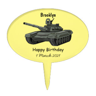 Tank cartoon illustration cake topper