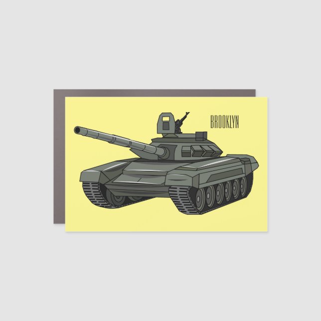 Tank cartoon illustration car magnet (Front)