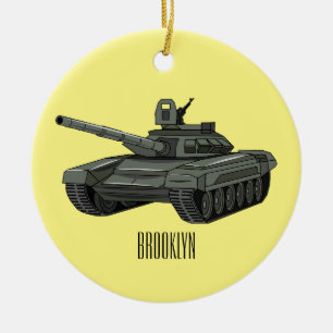 Tank cartoon illustration ceramic ornament