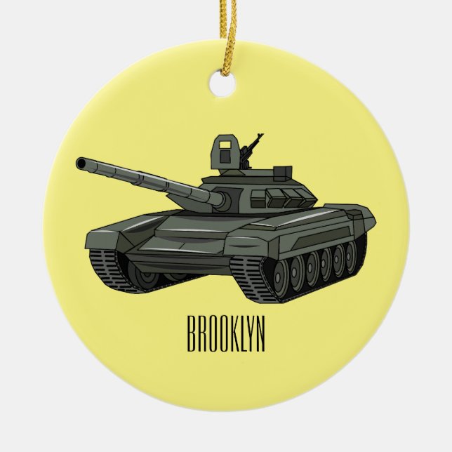 Tank cartoon illustration ceramic ornament (Front)