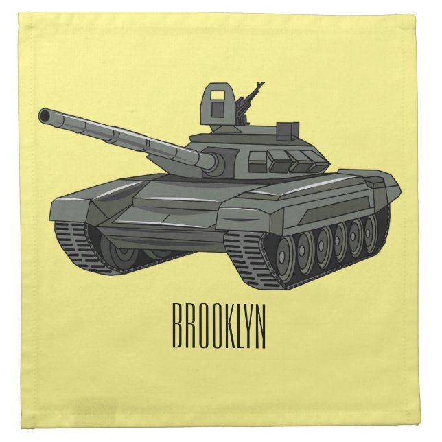 Tank cartoon illustration cloth napkin (Front)