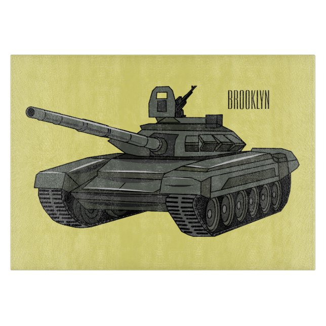 Tank cartoon illustration cutting board (Front)