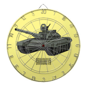 Tank cartoon illustration dart board