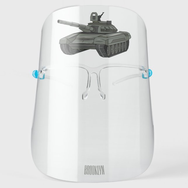 Tank cartoon illustration face shield (Front)