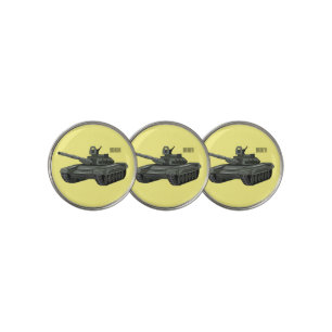 Tank cartoon illustration golf ball marker