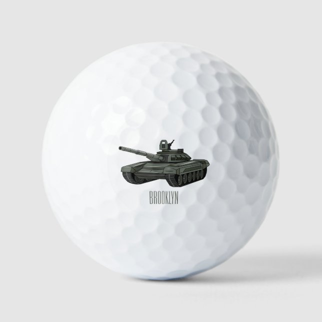 Tank cartoon illustration golf balls (Front)